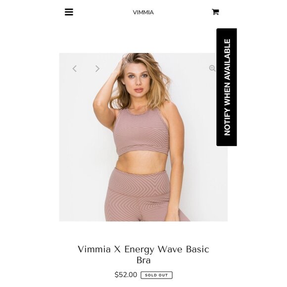 VIMMIA X Energy Wave Basic Bra Sports Bra in Vintage Rose Striped Size XS NWOT - Picture 2 of 8